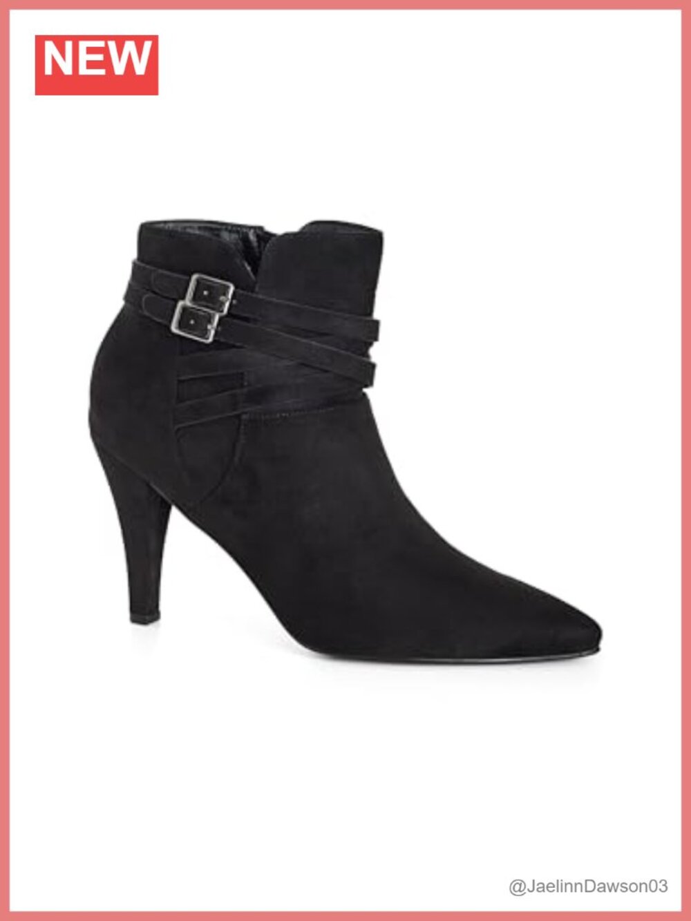 City Chic Ankle Boots Dakota Faux Suede Pointed Toe Stacked Heel Wide Fit